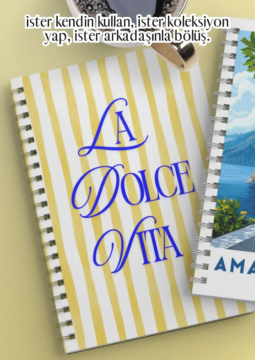 Küçük resim: Amalfi İtalya A4 Spiralli Okul Defteri 50 yaprak 2'li Set - PVC kaplama