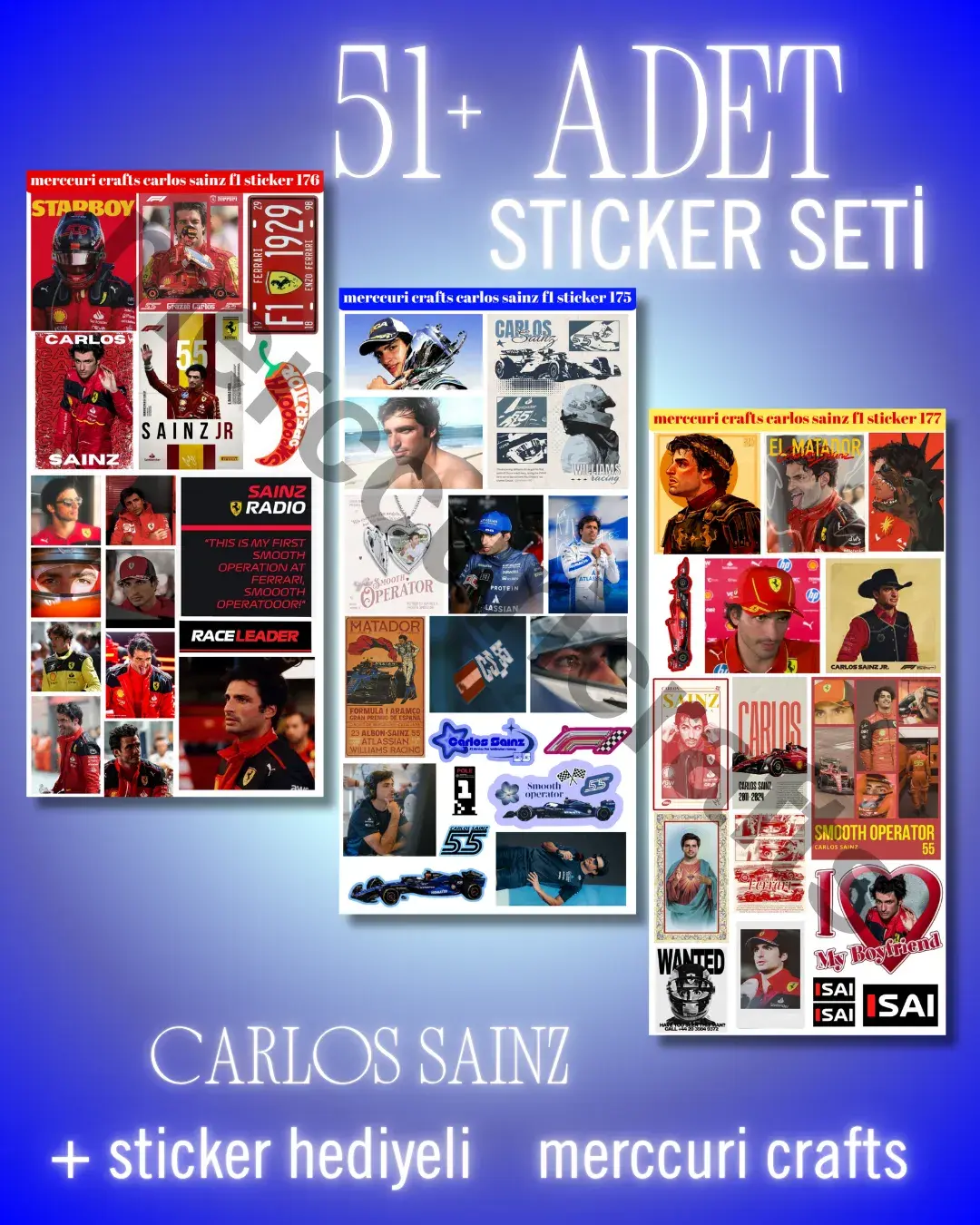 Carlos Sainz F1 Sticker Seti (51+ adet Yüksek Kaliteli) - Defter, Ajanda