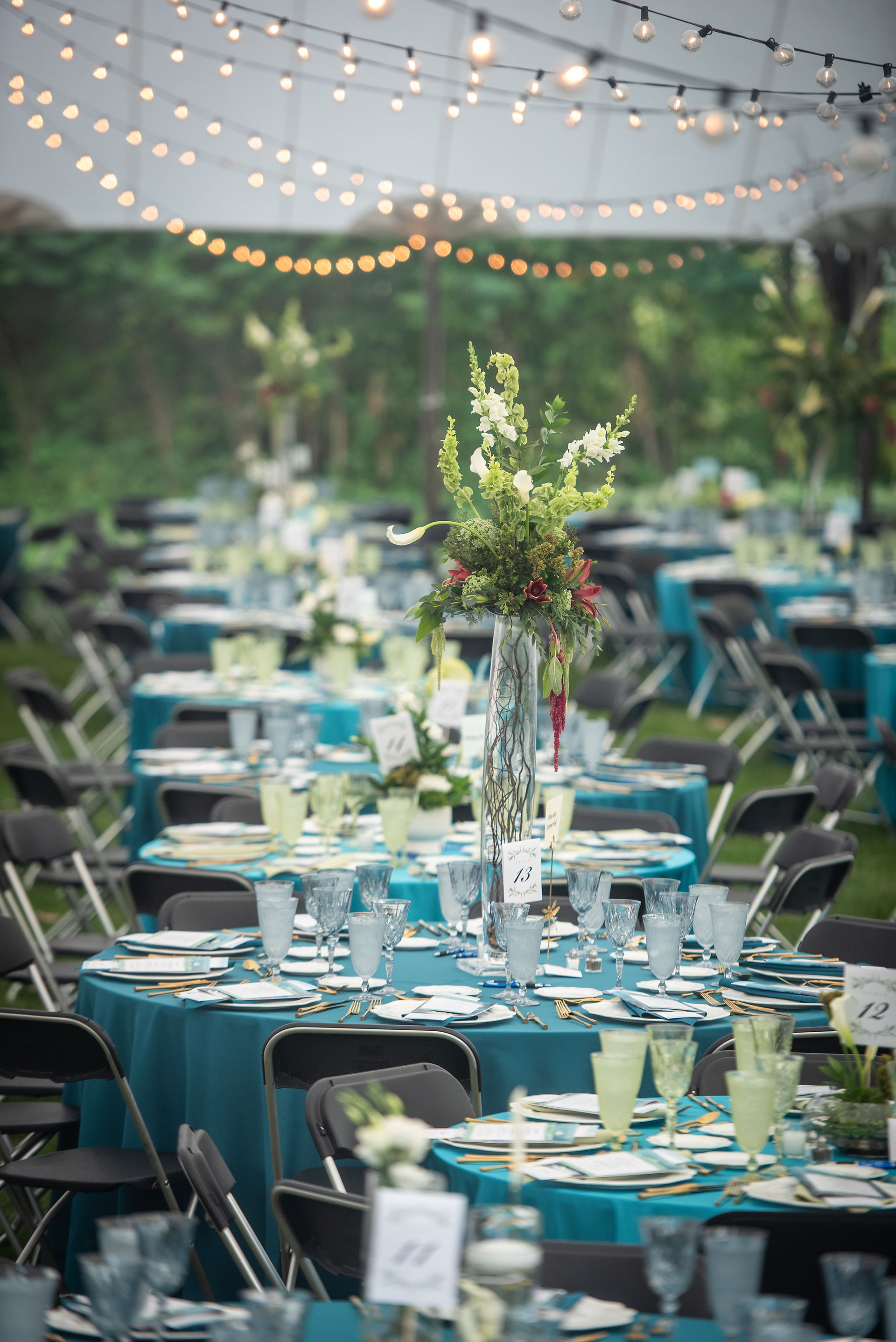 a beautiful table arrangement under a tent in the Gardens