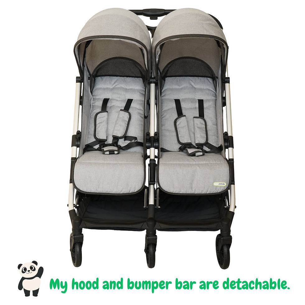 Thumbnail: Mini Panda Zealea Twin Double Stroller 0m-3y, Light Grey