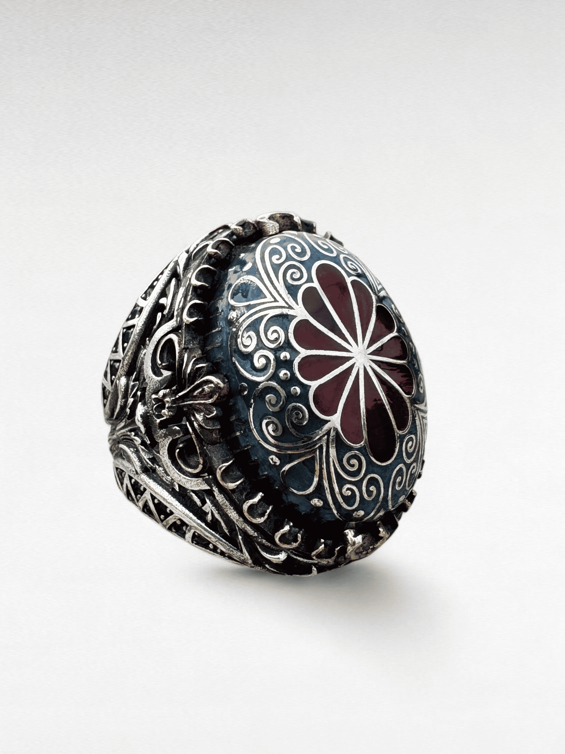 Sterling Silver Ring with Decorative Stone