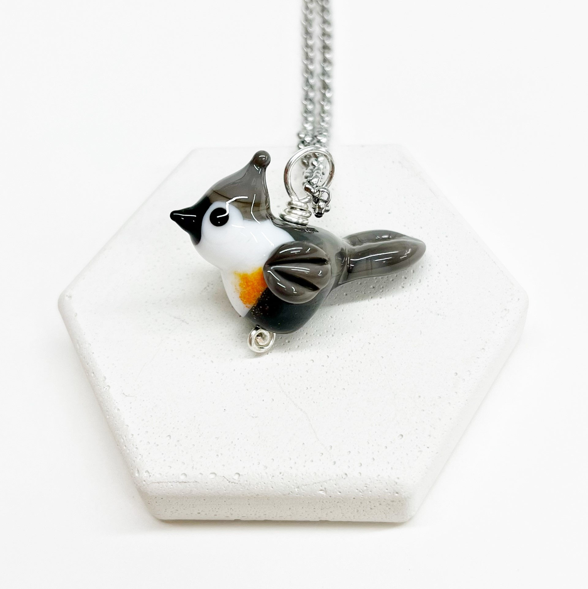 Lampwork Pendant - Tufted Titmouse