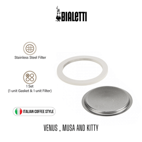Bialetti Silicon Ring Stainless Filter Pack Venus, Musa, Kitty