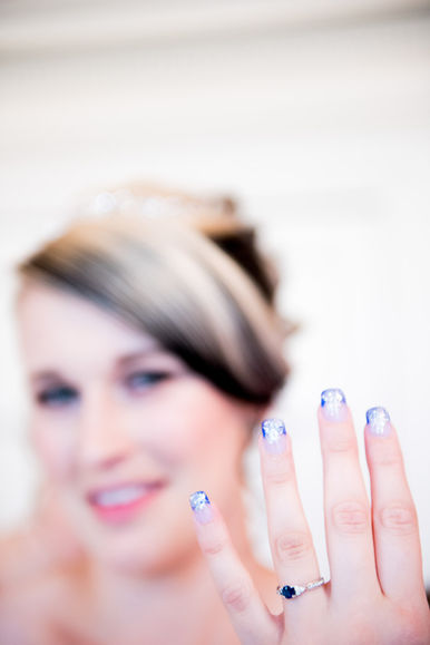 Sapphire engagement ring and blue wedding nails Bournemouth