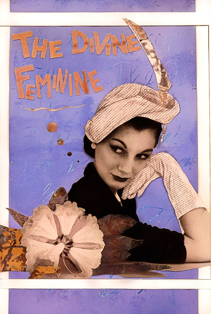 the divine feminine, mixed media art, vintage collage