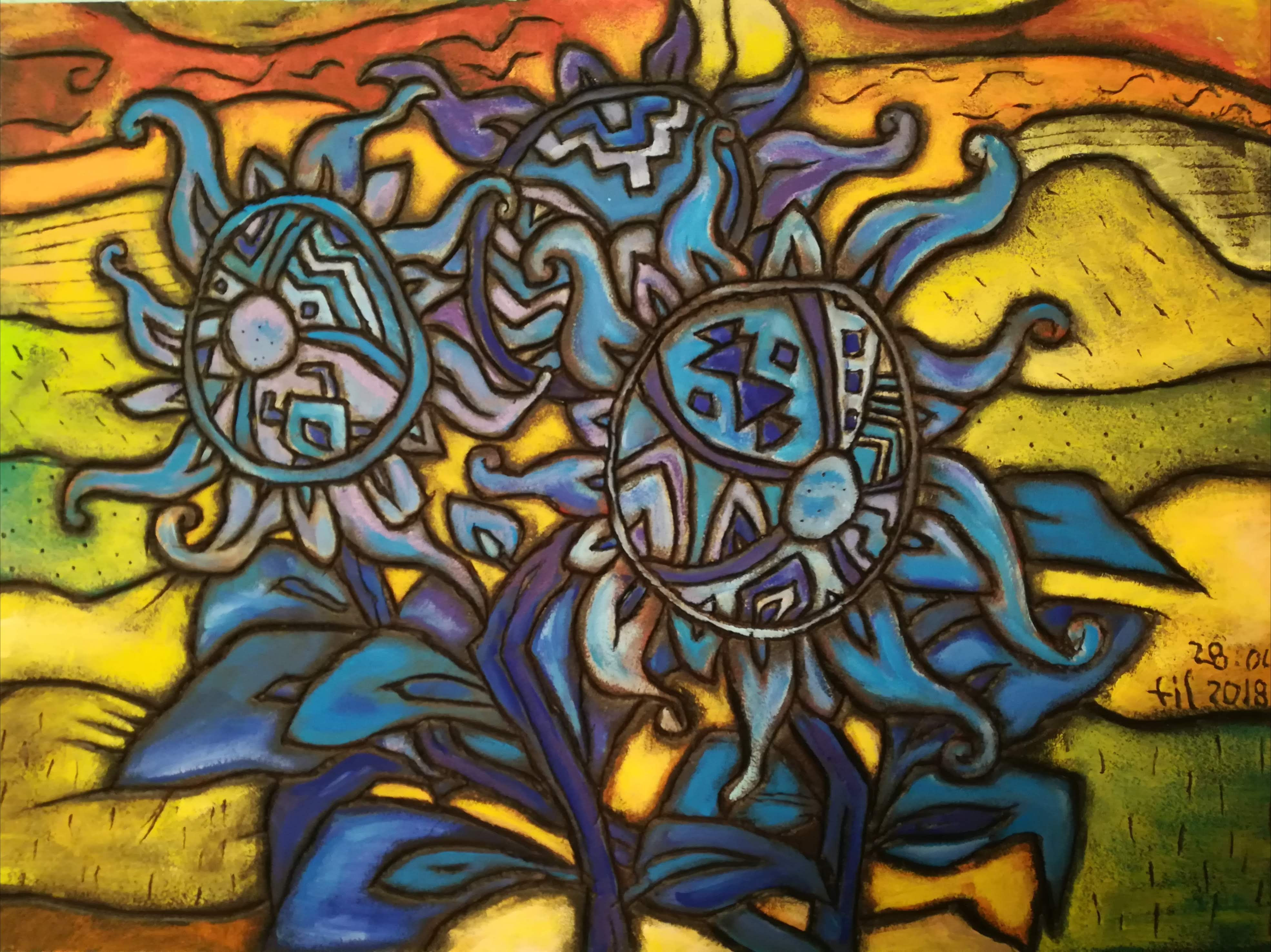 Blue Sunflowers