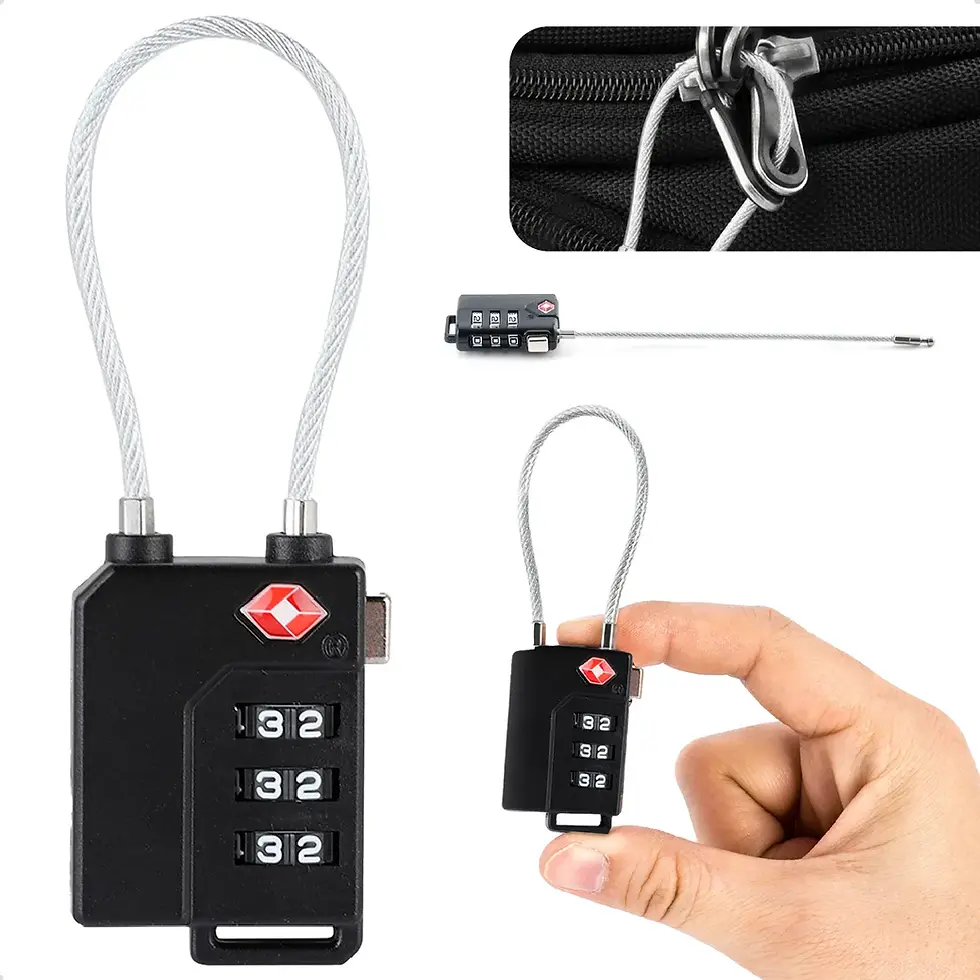 Close-up de cadeado TSA preto preso