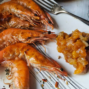 🦐 Gambas grillées & chutney de melon au piment d’Espelette