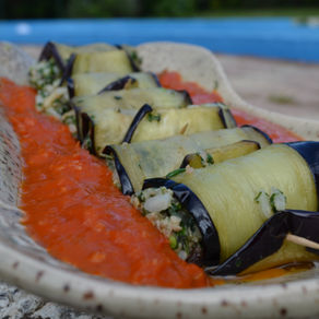 🍆 Roulades d’aubergines farcies à l’agneau, riz et blettes