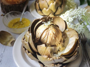 Artichaut Camus vapeur & vinaigrette parfumée à la fleur de sureau 🌿