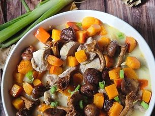 🍁 Blanquette de veau version d’automne aux champignons sauvages, potimarron et châtaignes