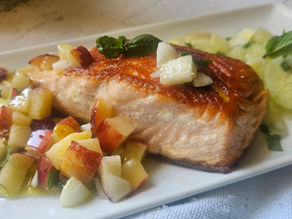 🐟 Pavé de saumon, salsa nectarine–basilic & concombre à la menthe
