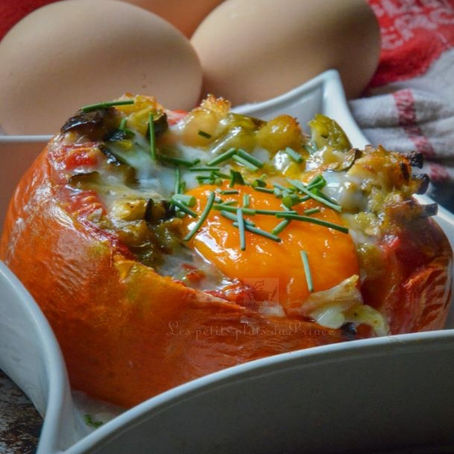 🍅🥚🌿 Œuf cocotte en nid de tomate et ratatouille