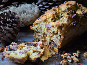 Cake d'automne aux cèpes, noix et jambon