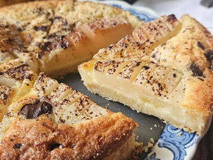 🥧 La version rustique : tarte amandine poire et chocolat sur pâte sablée
