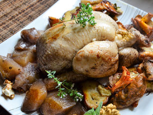 🐓 Coquelet rôti en cocotte aux saveurs d’automne : pommes, noix et champignons