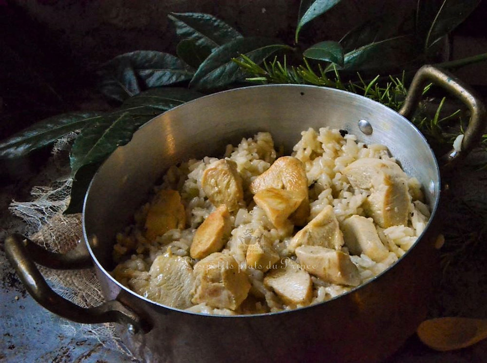 Risotto poulet et champignons