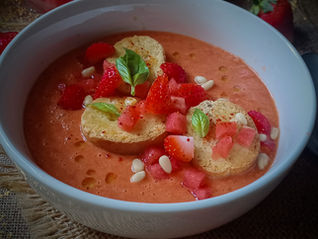 🍉 Gaspacho très rouge à la pastèque, poivron et fraises