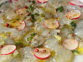 🦐 Carpaccio de gambas aux radis roses & citron