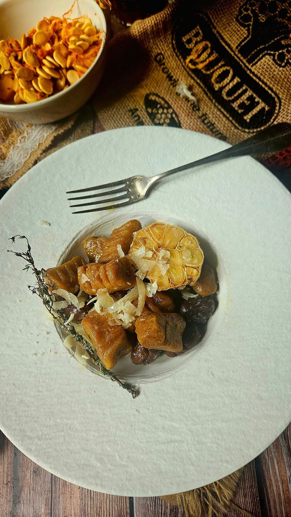 Gnocchis potimarron et châtaignes