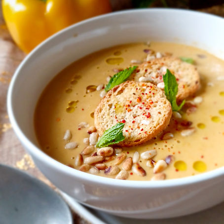 🥣 Gaspacho jaune au melon, abricots, poivron et menthe