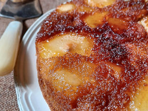 gâteau moelleux caramélisé aux poires