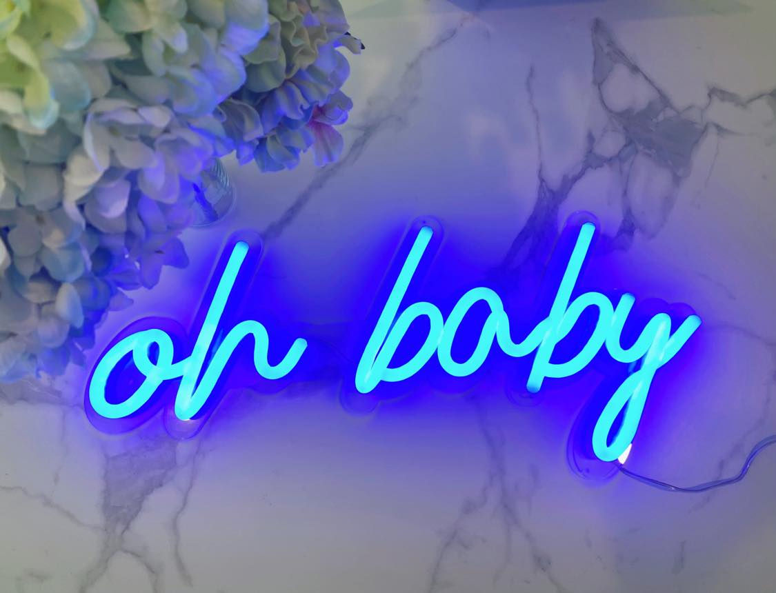 'oh baby' neon sign
