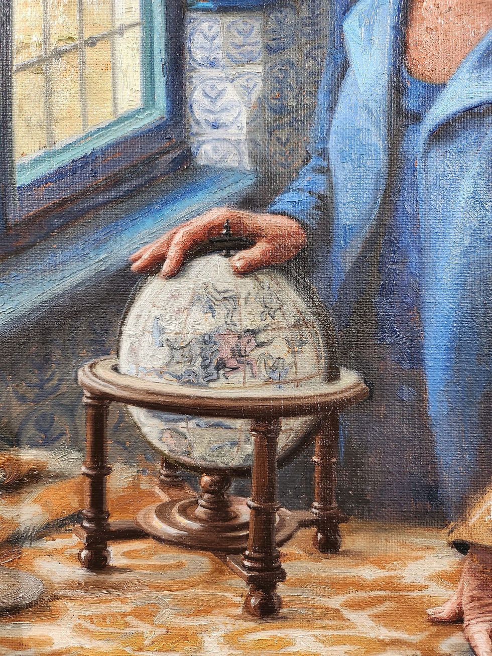 Hemelglobe, detail van het schilderij voor Franeker.