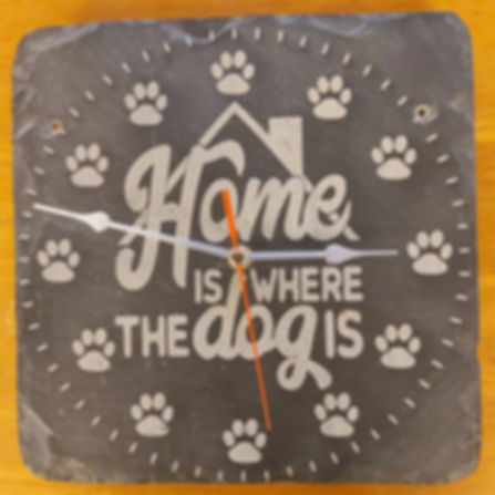 Home Is Where The Dog Is Slate Clock