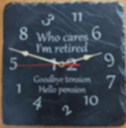 Hello pension - Who cares I'm retired Slate etched retirement clock