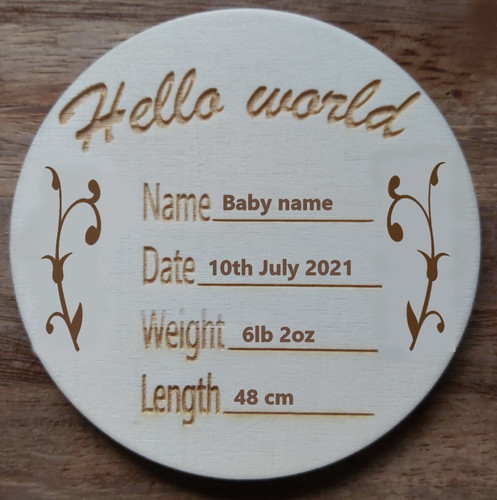 Hello World Personalised Baby Announcement Sign Plaque | Cornwall Laser Cut