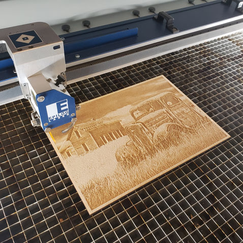 Laser engraved photo of old car