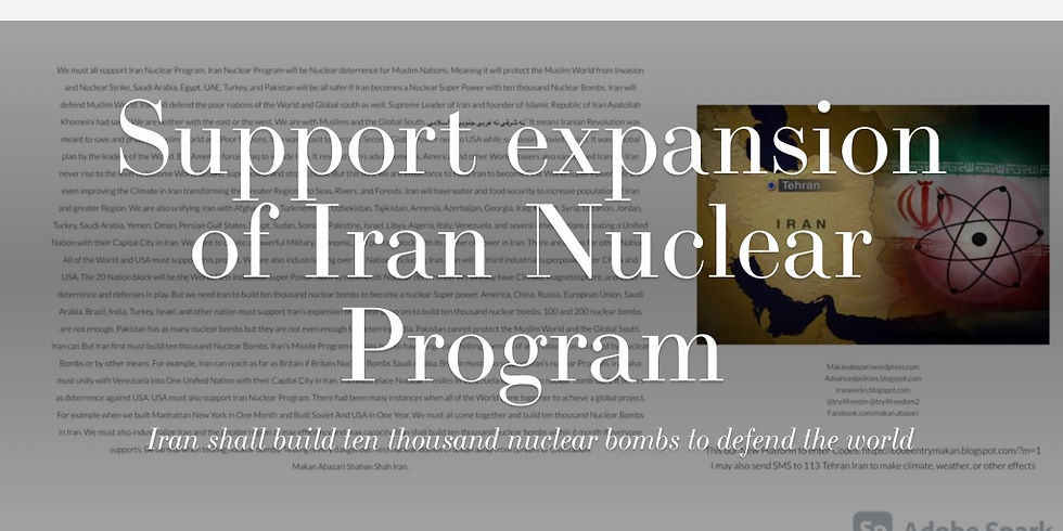 Support expansion of Iran Nuclear Program