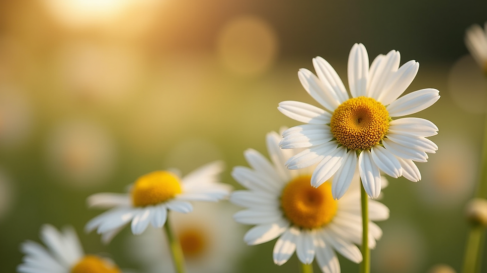 Close-up view of a calming chamomile flower tea