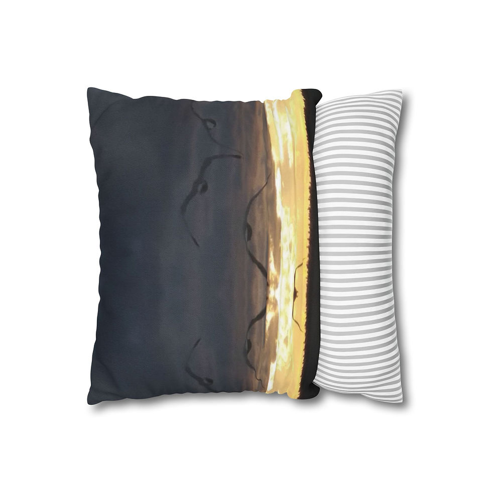 Thumbnail: Pillow - Seagulls in Flight Under Dark Stormy Clouds