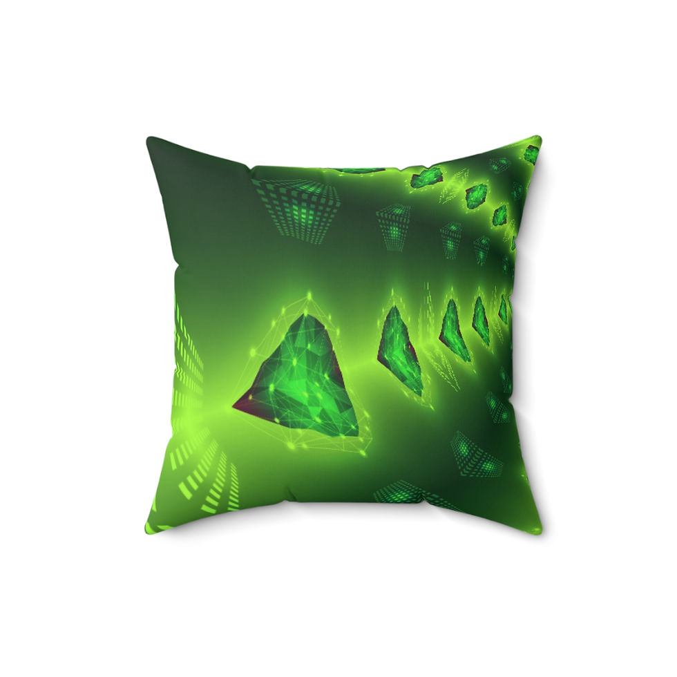 Thumbnail: Emerald Green Abstract Digital Spun Polyester Square Pillow