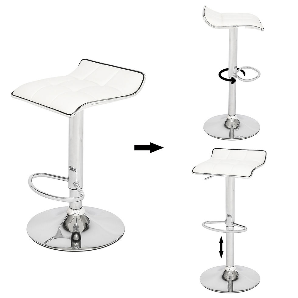 Thumbnail: Set of 2 Adjustable Swivel Barstools, PU Leather with Chrome Base, Gaslift Pub C