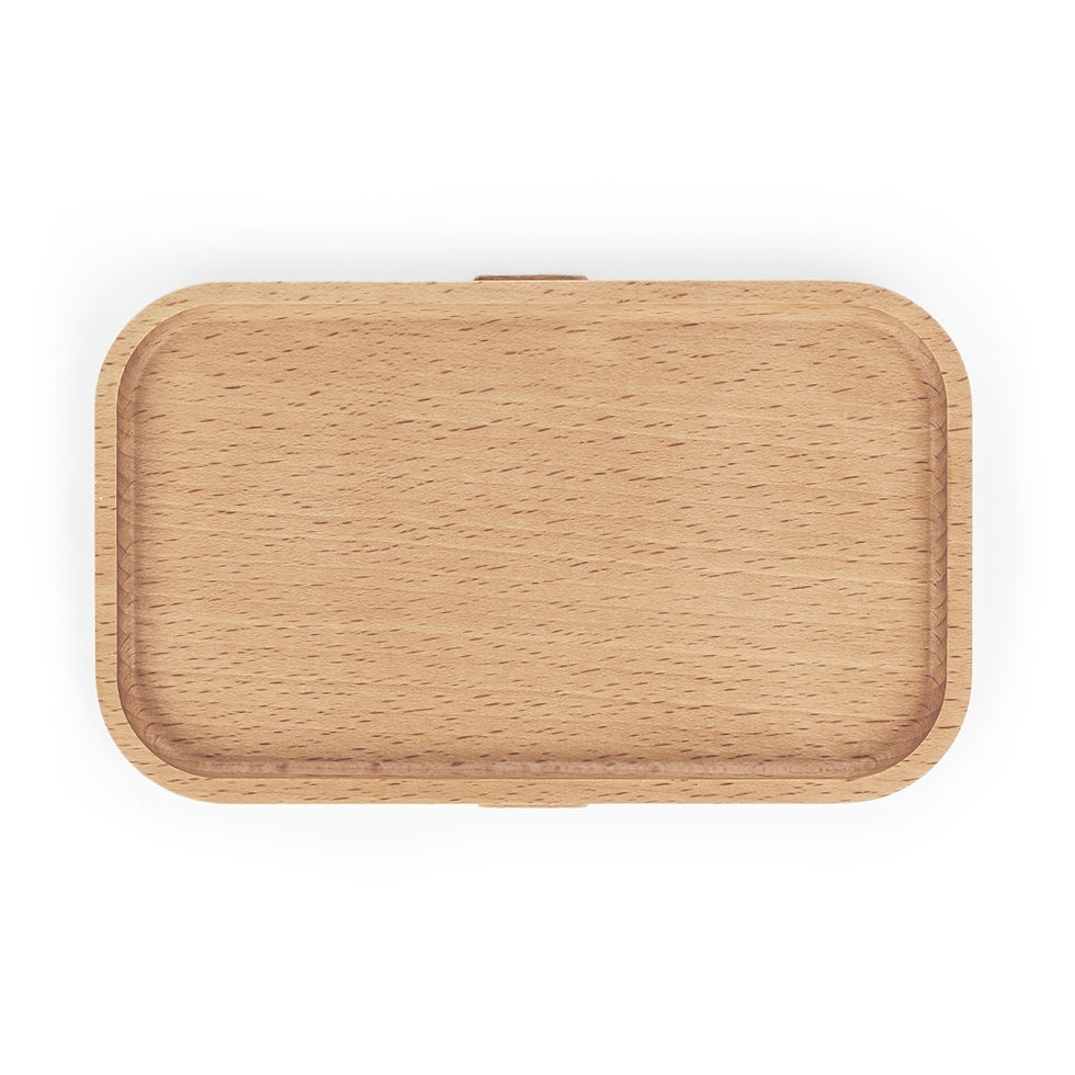 Thumbnail: Blue Sky / White Clouds Bento Lunch Box Silicone Tray / Wooden Cover BPA-Free
