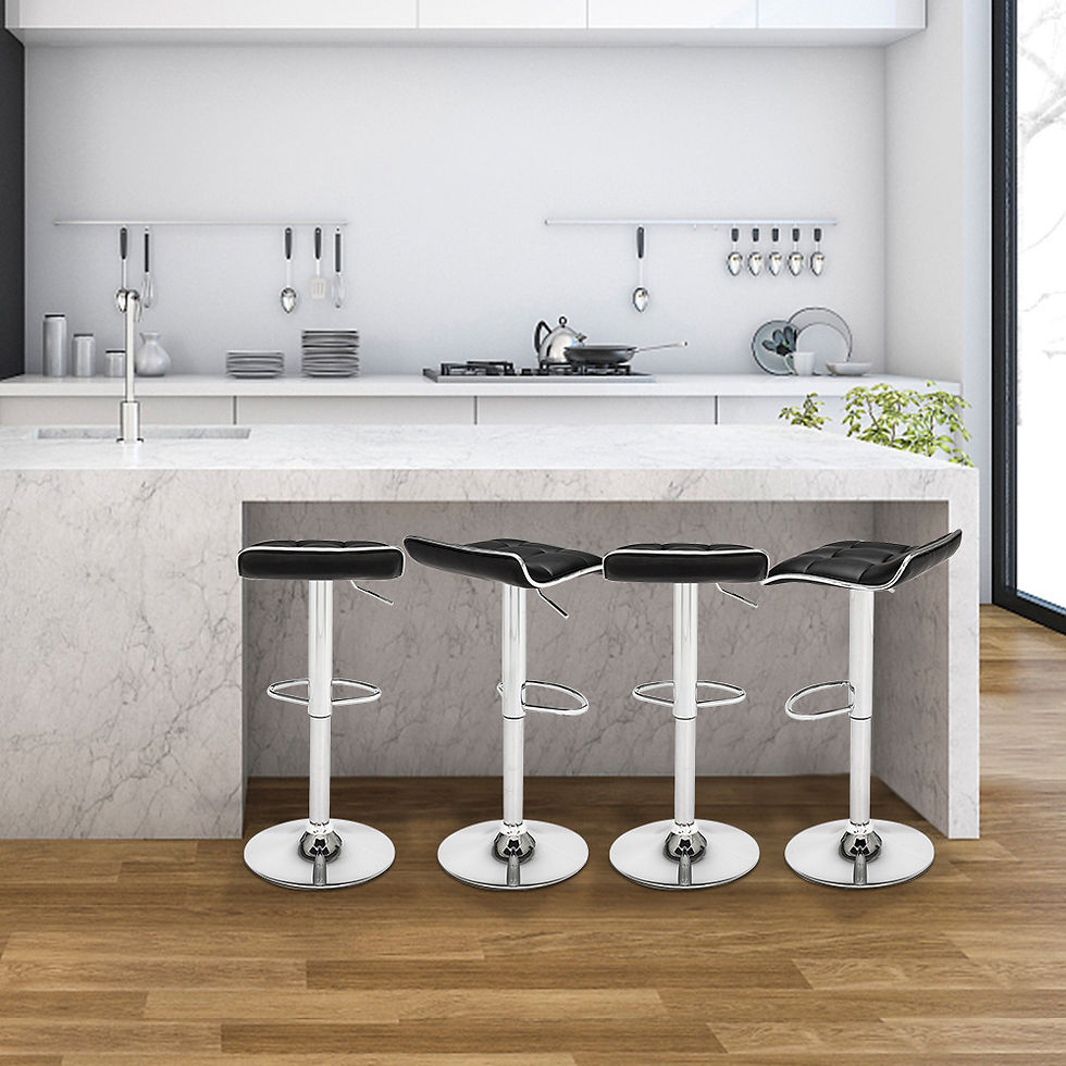Thumbnail: Set of 2 Adjustable Swivel Barstools, PU Leather with Chrome Base, Gaslift Pub C