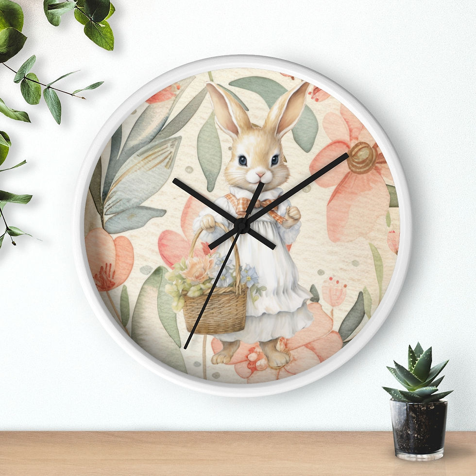 Thumbnail: Bunny with A Basket | Infant | Child Bedroom Wall Clock 