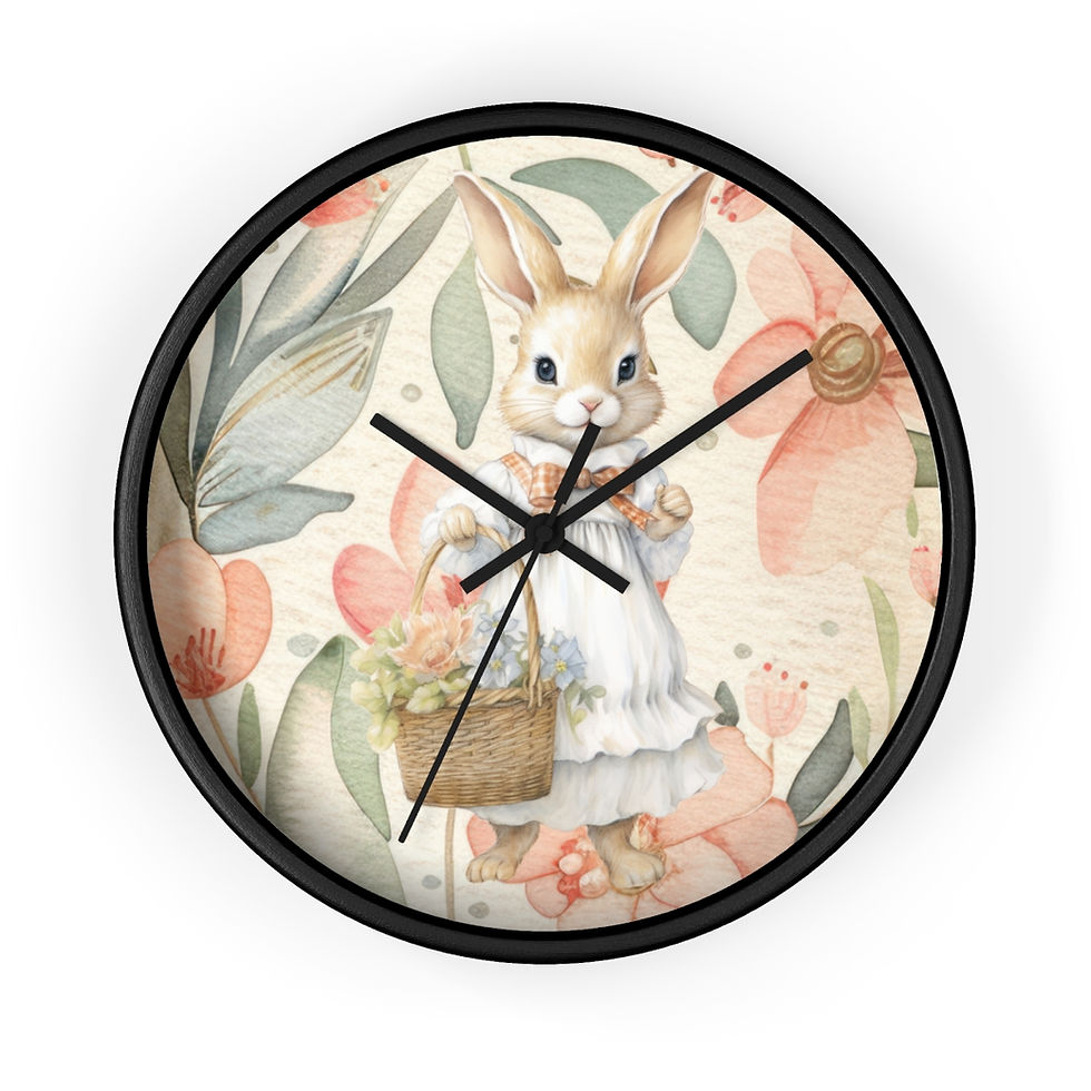 Thumbnail: Bunny with A Basket | Infant | Child Bedroom Wall Clock 