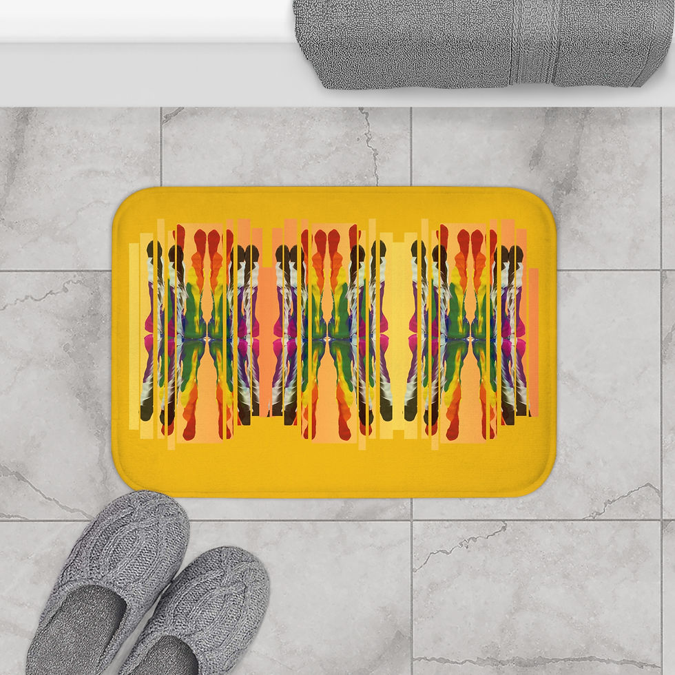 Thumbnail: Vibrant Abstract Bath Mat, Colorful Shower Rug, Bathroom Decor, Gift, Homeowners