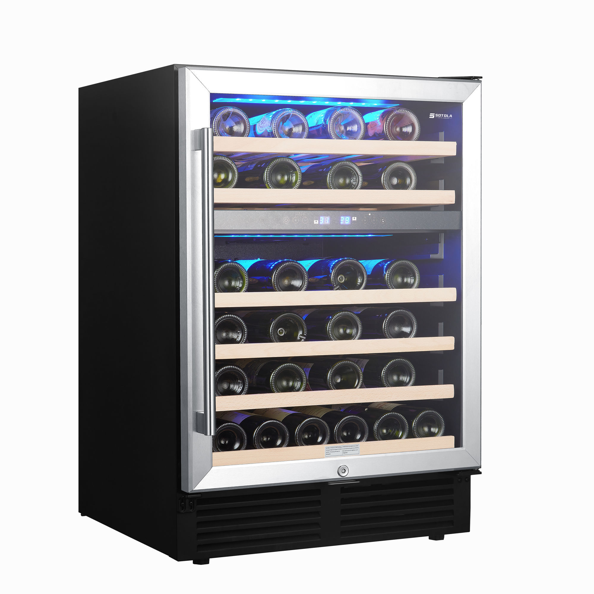 SOTOLA 24 Dual Zone inch 46 Bottle Wine Cooler Cabinet Beverage Fridge Small Win