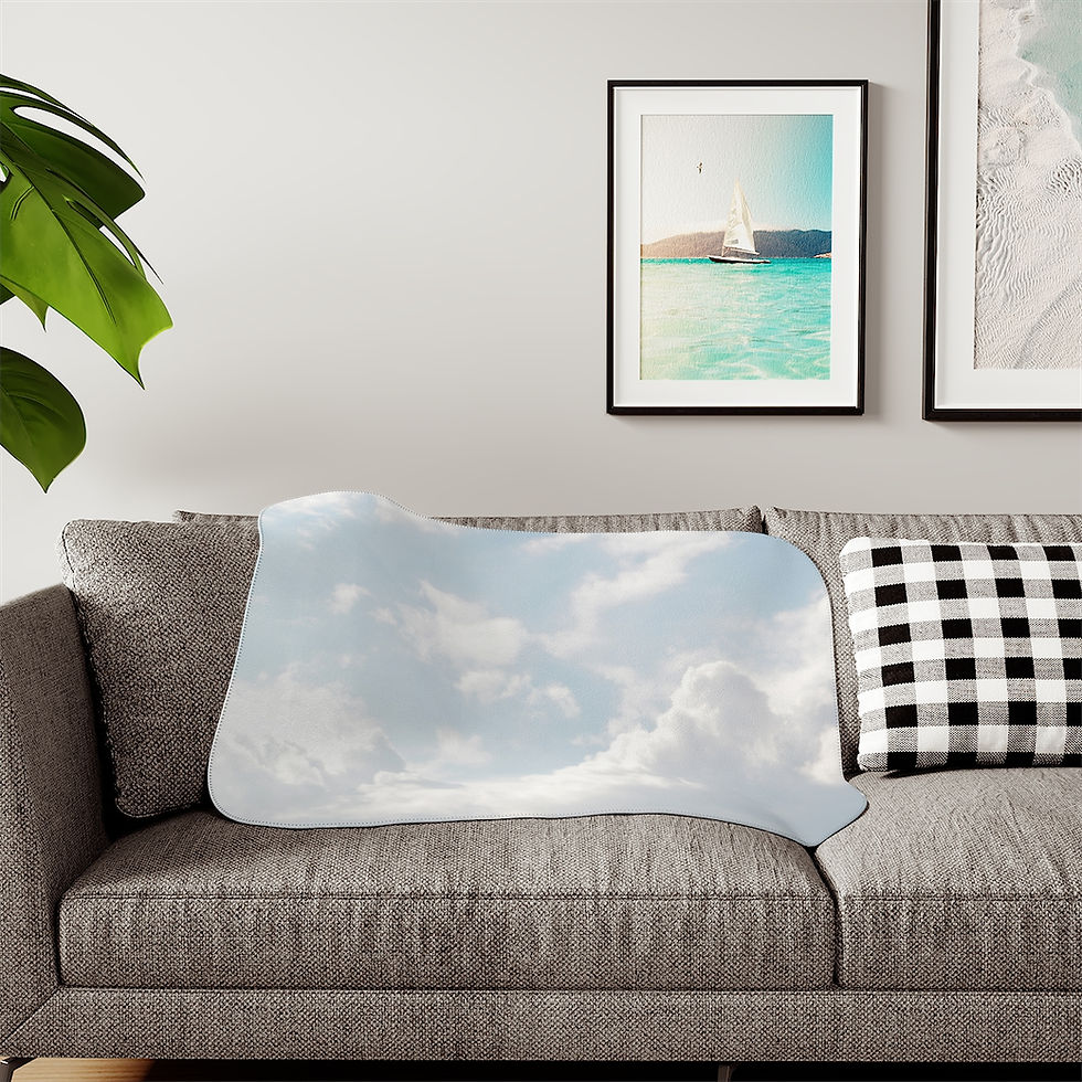 Thumbnail: Blue Sky w/ Clouds Sherpa Blanket, Two Colors
