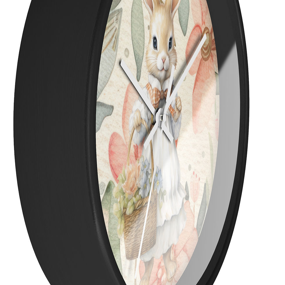 Thumbnail: Vintage Bunny with A Basket  Infant| Child Bedroom Wall Clock | Easter Clock