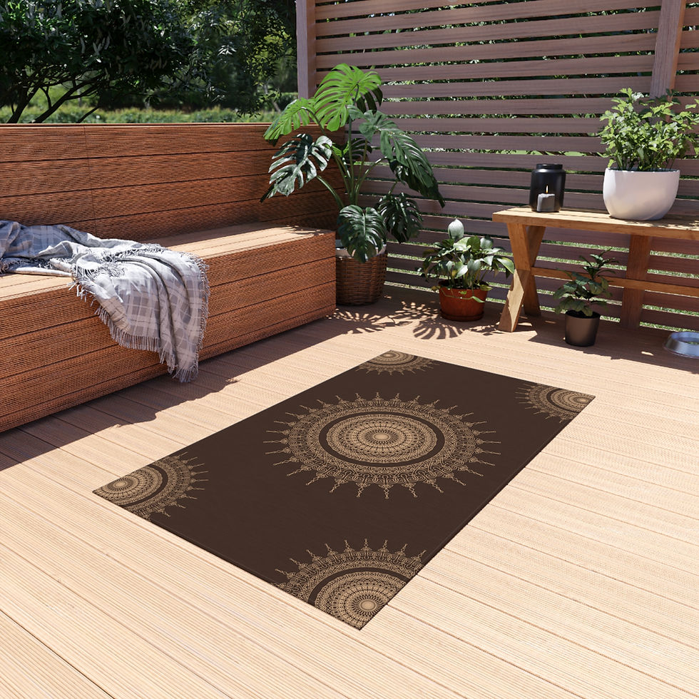 Thumbnail: Brown Mandala Outdoor Rug Bohemian Patio Mat | Relaxation Gatherings Home Decor