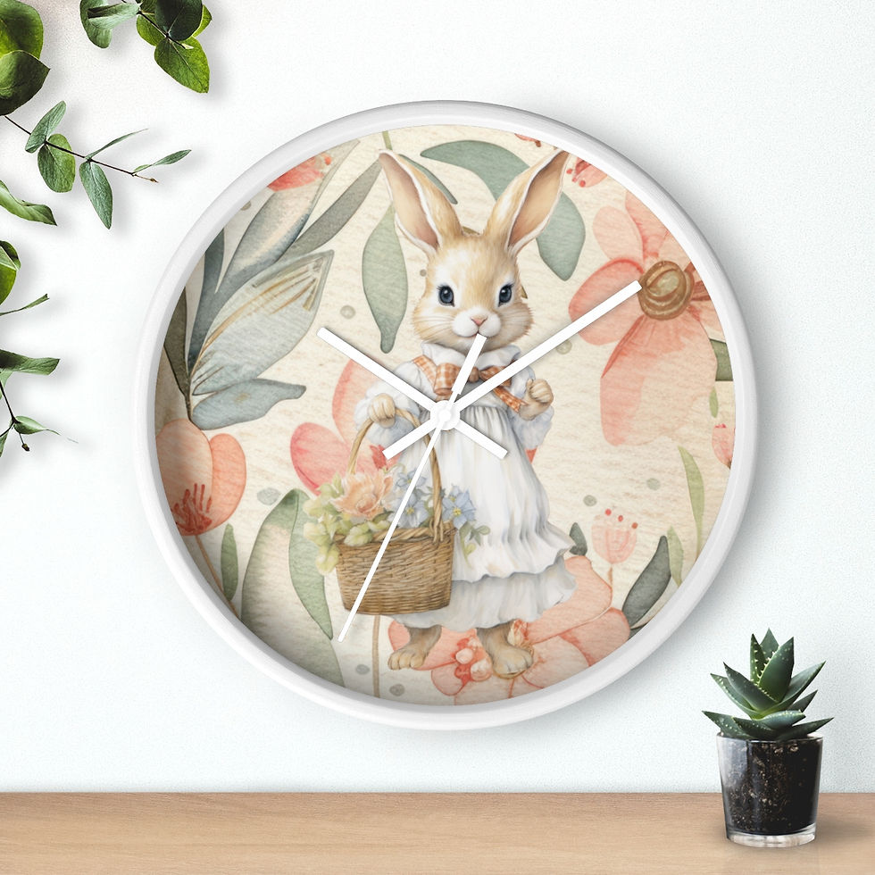 Thumbnail: Bunny with A Basket | Infant | Child Bedroom Wall Clock 