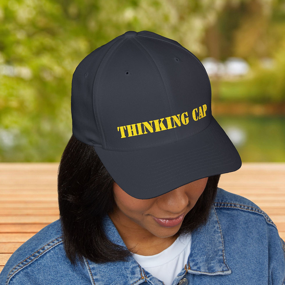 Thumbnail: Embroidered  Cap for Thinking | Novelty Wear | Reminder Gift Idea 
