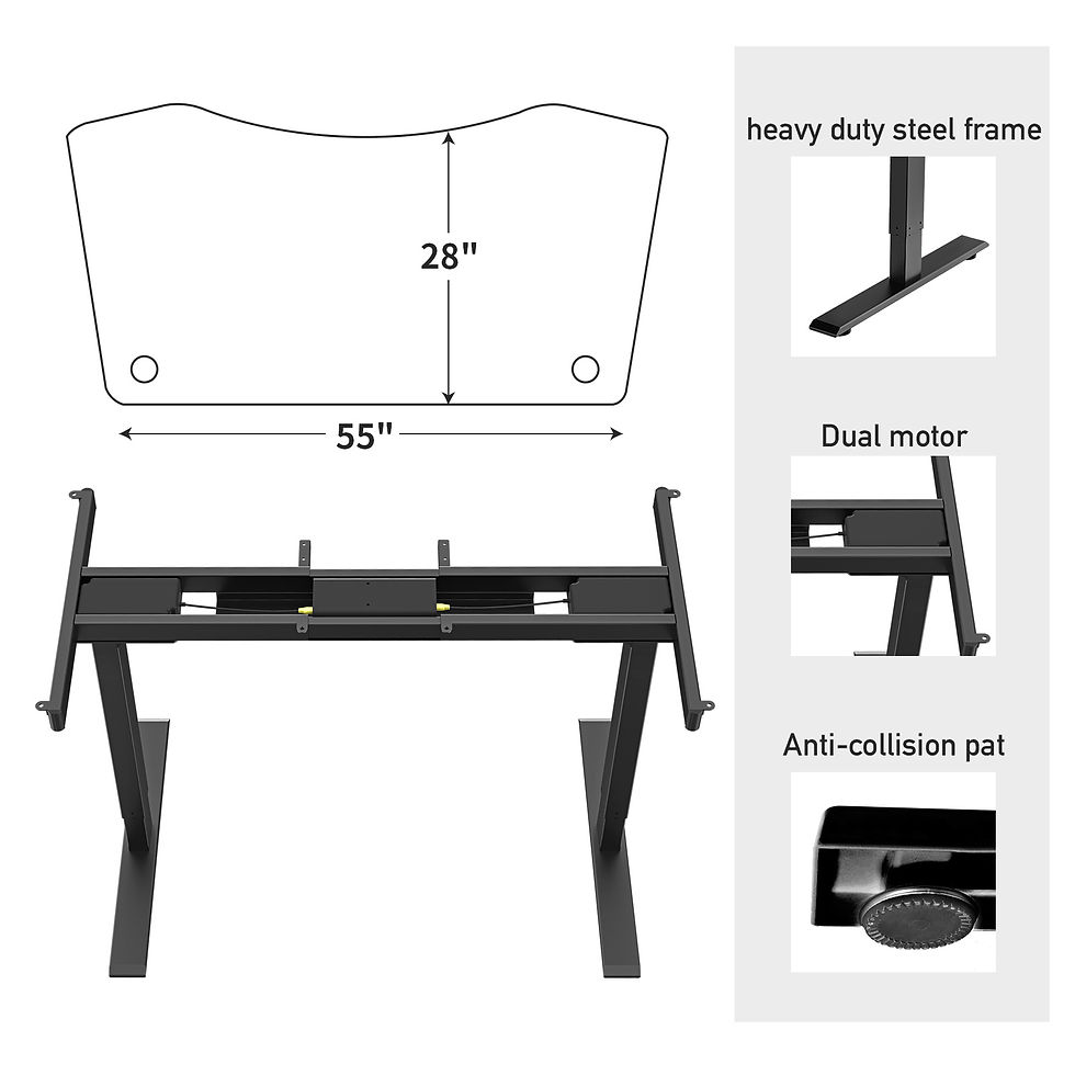 Thumbnail: Free shipping Electric Stand Up Desk Workstation with Desktop 55 x 27.5 Inches W