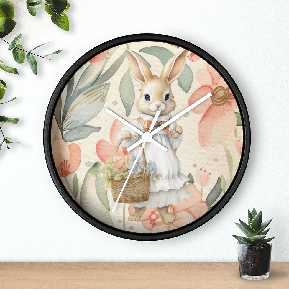 Thumbnail: Bunny with A Basket | Infant | Child Bedroom Wall Clock 